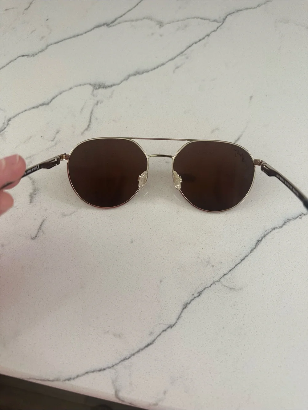 Maui Jim Waterfront Sunglasses — Gold Frame with Blue-Yellow Gradient Lenses